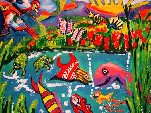 Bunte Fische im See